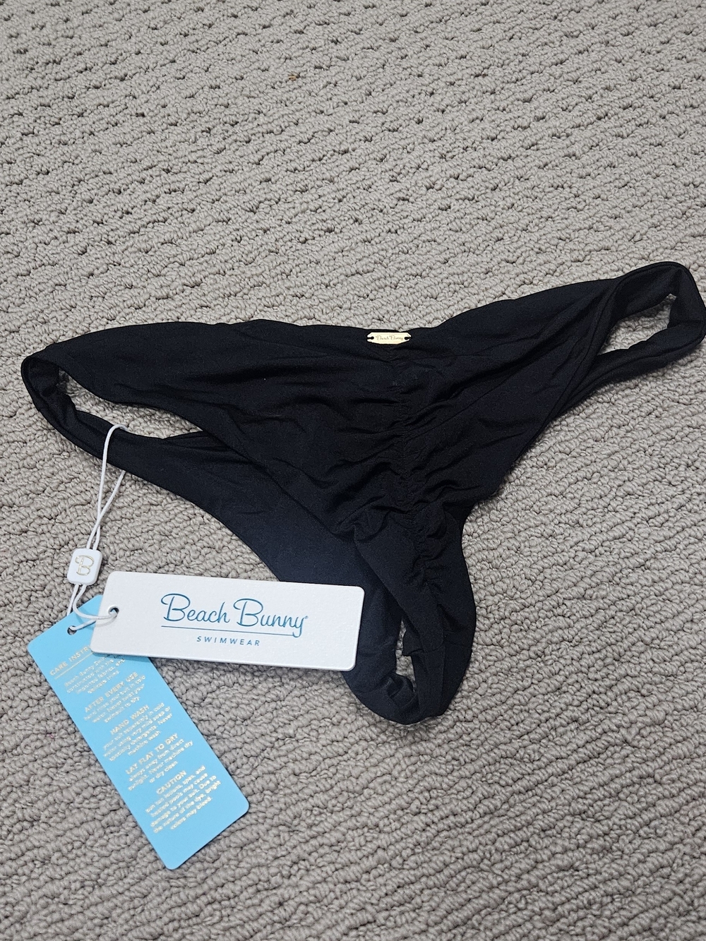 New Beach Bunny Black Skimpy Bikini Bottom Swim Size S/M